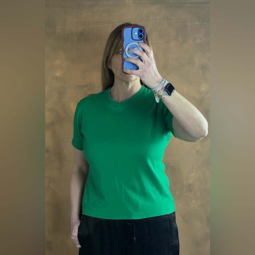 Talbots Vintage Thick Cotton Green Short Sleeve Tee